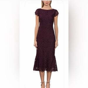 Shoshanna Plum Lace Midi Dress